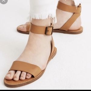 Madewell Boardwalk Camel ankle wrap sandals